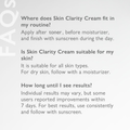 Crystal Tomato Skin Clarity Cream packaging ingredients and directions