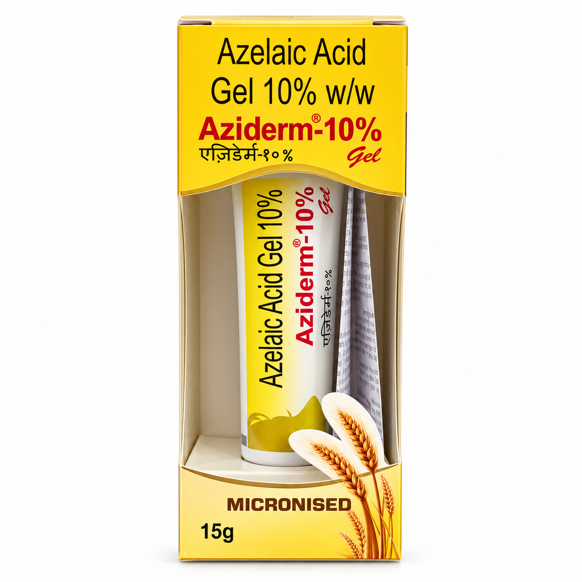 Aziderm 10% Gel 15g front pack