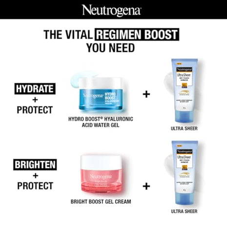 Neutrogena Ultra Sheer Sunscreen SPF 50+ | Broad Spectrum UVA/UVB | Blue light protect | No White Cast | Water resistant, Ultra light & Non sticky | Oily, Dry & Sensitive Skin | 30 g (Pack of 1)