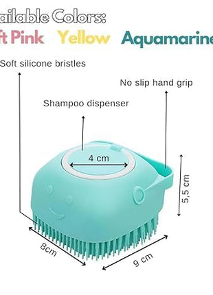 Body Scrubber with Soap Dispenser Brush, Silicone Exfoliating Brushes, Soft Body Exfoliator, Bath Loofah for Babies, Kids, Women, Men and Pets (Multicolor) - Pack of 1