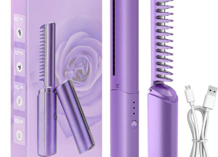 Meneflix Portable Mini Hair Straightener Cordless Rechargeable Mini Adjustable Hair Straightener Hot Comb