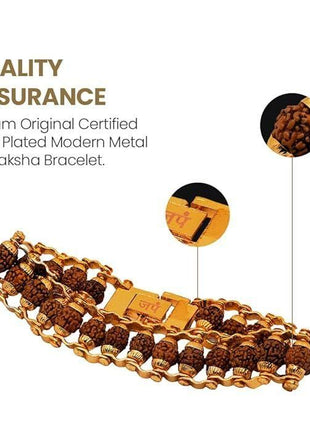 Genuine Paanch Mukhi Modern Rudraksha Bracelet With Gold Plating.