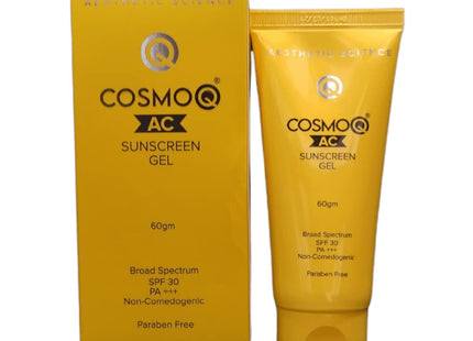Cosmo Q AC Sunscreen Gel | Broad Spectrum SPF 30 PA+++ Non-Comedogenic Paraben Free 60gm | KLM