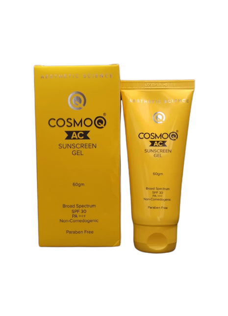 Cosmo Q AC Sunscreen Gel | Broad Spectrum SPF 30 PA+++ Non-Comedogenic Paraben Free 60gm | KLM