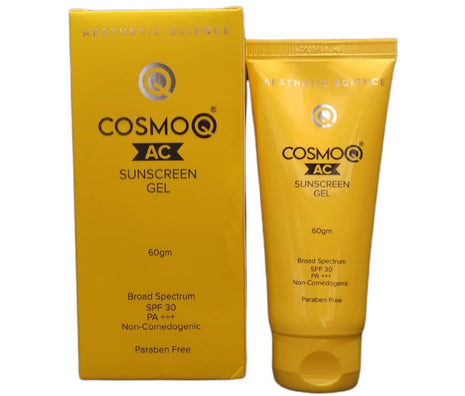 Cosmo Q AC Sunscreen Gel | Broad Spectrum SPF 30 PA+++ Non-Comedogenic Paraben Free 60gm | KLM