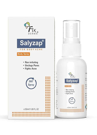 Salyzap Body Acne Spray For Acne on Back, Shoulders, Neck & Chest to improve Breakouts & Uneven skin texture for Women & Men - 50ml