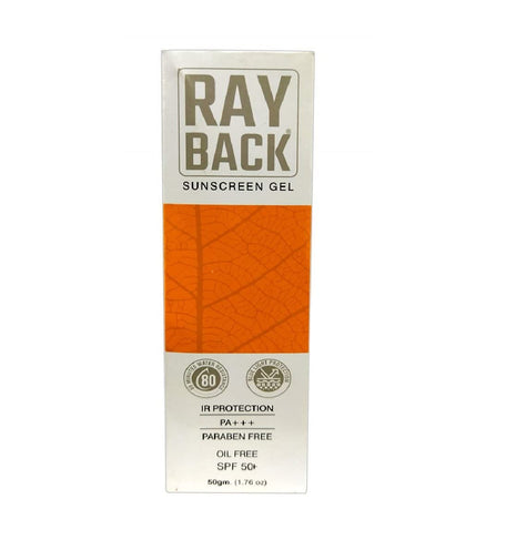 RayBack Sunscreen Gel With IR protection | Sunscreen With SPF 50 + | Paraben free, Oil Free | 50Gm