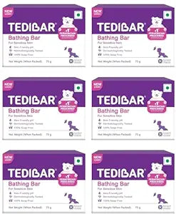 Tedibar Baby Bathing Bar, 75 g Each - Pack of 6