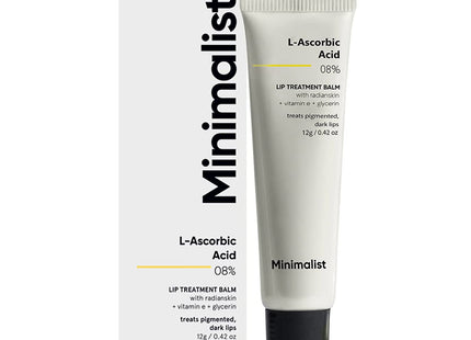 Minimalist 8% L-Ascorbic Acid Lip Treatment Balm with Vitamin E, Radianskin & Glycerine for Pigmented & Dark Lips | For Women & Men | 12 gm