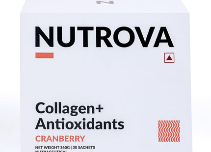NUTROVA Collagen+Antioxidants Supplement - of Marine Collagen Powder for Men & Women,Increases Skin Hydration,Reduces Skin Damage,Supports Healthy Skin,Hair & Nails,Cranberry, 1 count,30 Servings