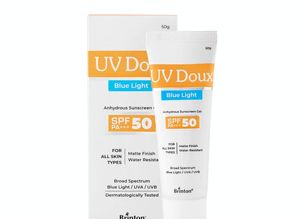 Brinton UV Doux Blue Sunscreen Gel SPF 50 pa+++ UVA/UVB, 50 gm | brinton
