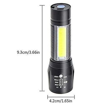 Led torch Small size Black Colored, 350 Lumen