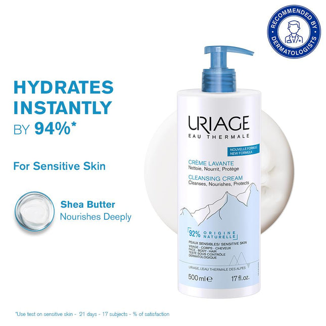 Uriage Daily Moisturizing Body Wash with Shea Butter Dermatological Cleanser for Face, Body &amp; Hair 500ML