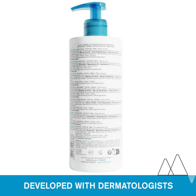 Uriage Daily Moisturizing Body Wash with Shea Butter Dermatological Cleanser for Face, Body &amp; Hair 500ML