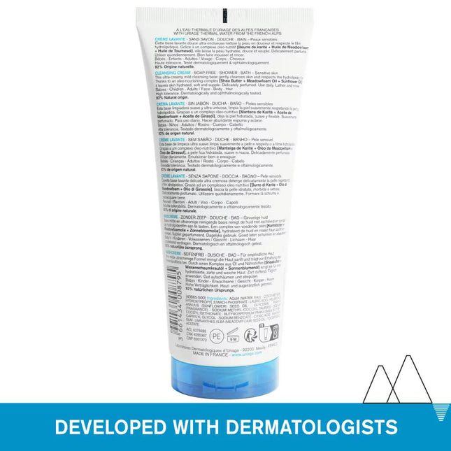 Uriage Daily Moisturizing Body Wash with Shea Butter Dermatological Cleanser for Face, Body &amp; Hair 200ML