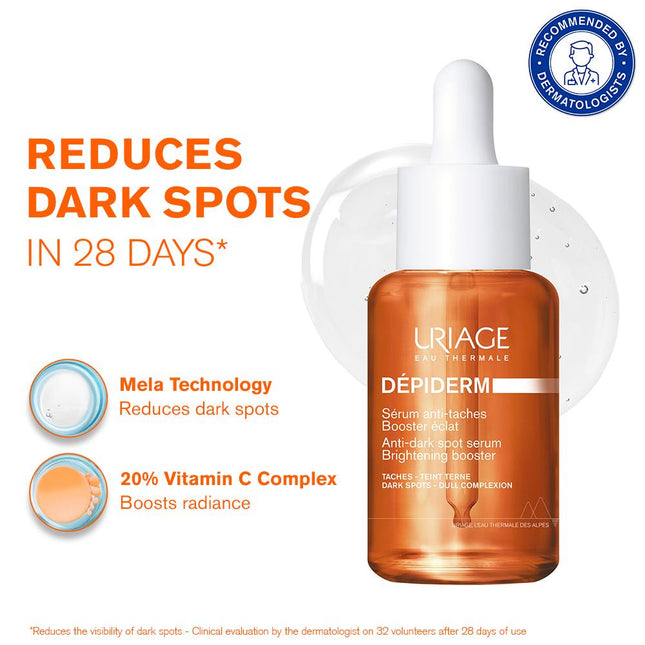 Uriage Depiderm 20% Vitamin C Anti-Dark Spot Serum Reduces Hyperpigmentation, Melasma & Dark Spots 30ML