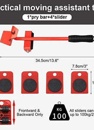 Furniture Lifter -Furniture Lifter Mover Tool Set Heavy Duty Furniture Shifting Lifting Moving Tool with Wheel Pads