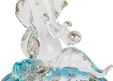 Ganpati Sitting Statue Decorative Showpiece - 18 cm��(Crystal, Multicolor)