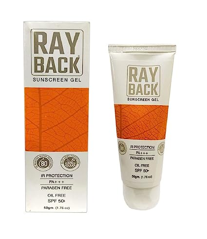 RayBack Sunscreen Gel With IR protection | Sunscreen With SPF 50 + | Paraben free, Oil Free | 50Gm