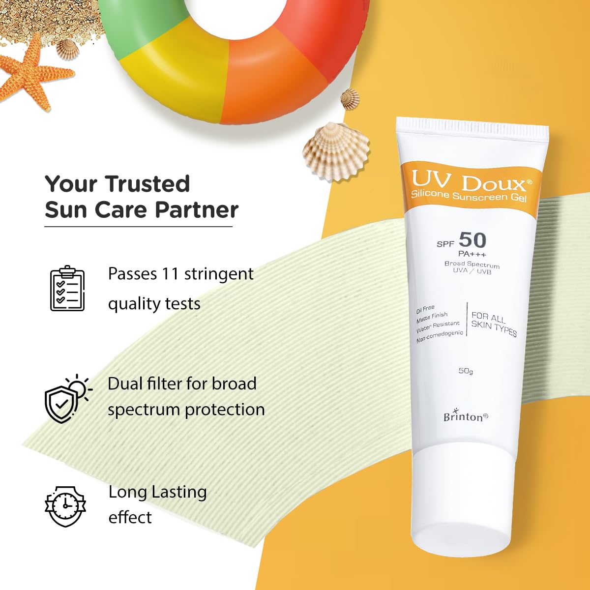 Brinton UV Doux Silicone Sunscreen SPF 50 Gel 50g - Image 2