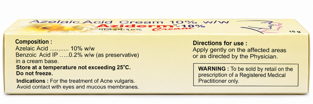 Aziderm 10% Cream composition and directions