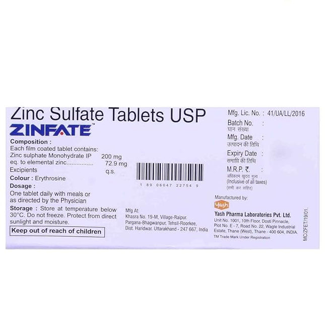 Zinfate Tablet 10's