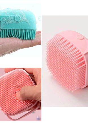 Body Scrubber with Soap Dispenser Brush, Silicone Exfoliating Brushes, Soft Body Exfoliator, Bath Loofah for Babies, Kids, Women, Men and Pets (Multicolor) - Pack of 1