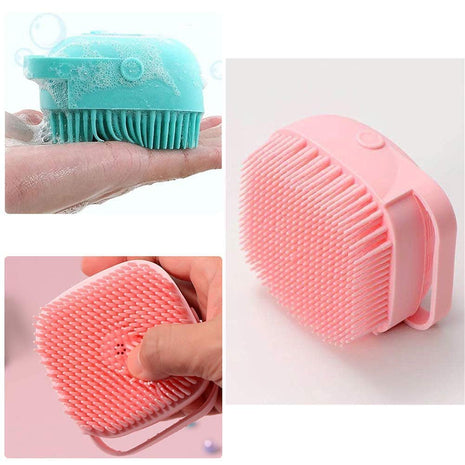 Body Scrubber with Soap Dispenser Brush, Silicone Exfoliating Brushes, Soft Body Exfoliator, Bath Loofah for Babies, Kids, Women, Men and Pets (Multicolor) - Pack of 1