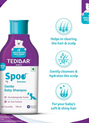 Spoo gentle baby shampoo 125ml No Tears | Gentle on Scalp | No. 1 Pediatrician Prescribed Shampoo*- By Torrent Pharma