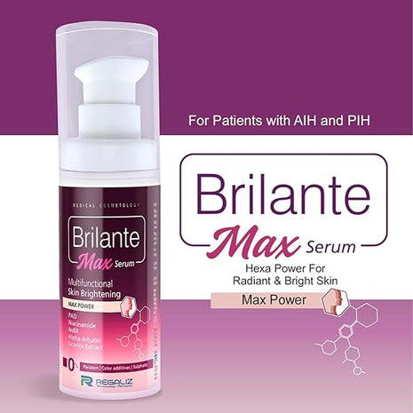 Regaliz Brilante Max Serum | Multifunctional Skin Brightening & Radiance Booster | Targets Dark Spots, Uneven Skin Tone, and Dullness | 30ml