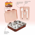 Nayasa Vitamax Insulated Lunchbox: Stainless Steel Inner, Leakproof, Durable - Perfect for School Kids, Brown