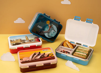 Nayasa Vitamax Insulated Lunchbox: Stainless Steel Inner, Leakproof, Durable - Perfect for School Kids, Brown