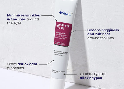 RE' EQUIL Under Eye Cream for Dark Circles, Wrinkles, Puffy Eyes, and for all skin types - 20g