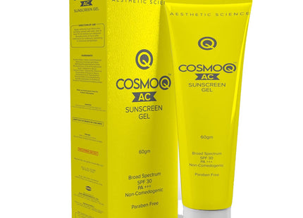 Cosmo Q AC Sunscreen Gel | Broad Spectrum SPF 30 PA+++ Non-Comedogenic Paraben Free 60gm | KLM