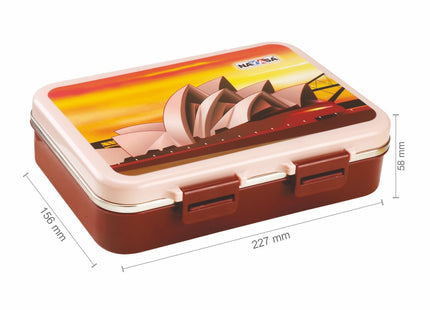 Nayasa Vitamax Insulated Lunchbox: Stainless Steel Inner, Leakproof, Durable - Perfect for School Kids, Brown