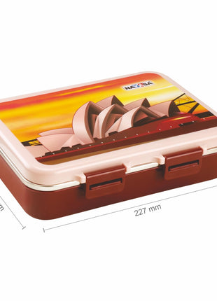 Nayasa Vitamax Insulated Lunchbox: Stainless Steel Inner, Leakproof, Durable - Perfect for School Kids, Brown