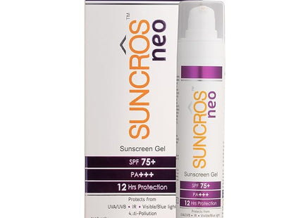 Sunpharma Suncros Neo Sunscreen Gel, SPF 75+ & PA+++ Sun Protection, Sweat & Water-Resistant Sunscreen, 50g
