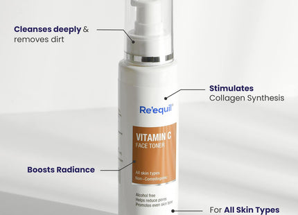 RE' EQUIL Vitamin C Face Liquid Toner for Hyperpigmentation Removal and Even Skin Tone with Hyaluronic Acid - 100ml