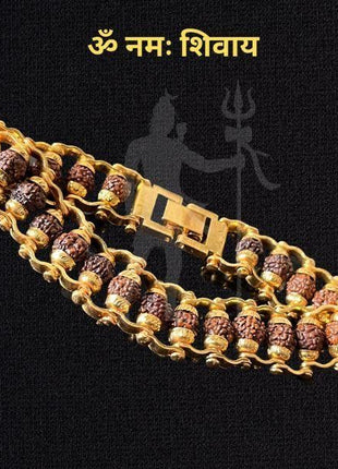 Genuine Paanch Mukhi Modern Rudraksha Bracelet With Gold Plating.