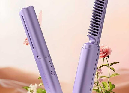 Meneflix Portable Mini Hair Straightener Cordless Rechargeable Mini Adjustable Hair Straightener Hot Comb