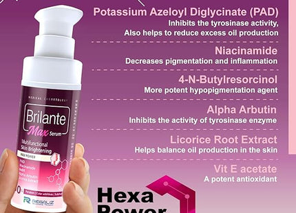 Regaliz Brilante Max Serum | Multifunctional Skin Brightening & Radiance Booster | Targets Dark Spots, Uneven Skin Tone, and Dullness | 30ml