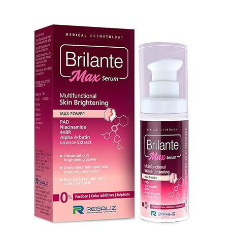 Regaliz Brilante Max Serum | Multifunctional Skin Brightening & Radiance Booster | Targets Dark Spots, Uneven Skin Tone, and Dullness | 30ml