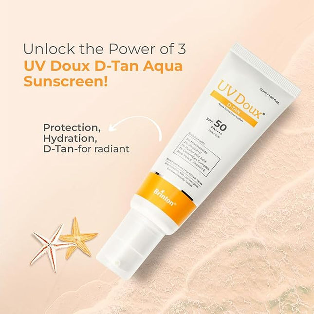 Brinton UV Doux D-Tan Aqua Sunscreen Lotion | SPF 50 PA++++ |50ML