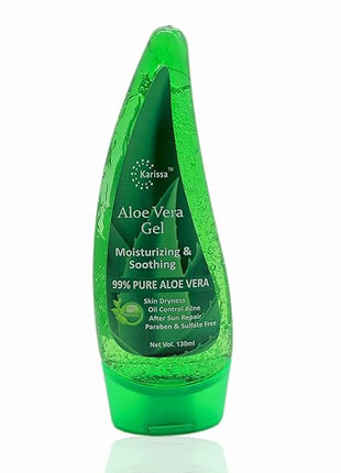 Karissa Aloe vera gel Hydrating After Sun Soothing Gel - No Parabens, Silicones & Color - 130 mL