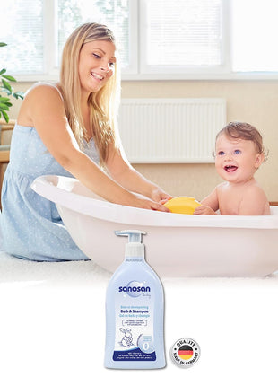 Sanosan baby bath & shampoo 500 ml | glowderma