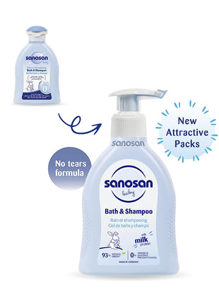 Sanosan baby bath & shampoo 200 ml | glowderma