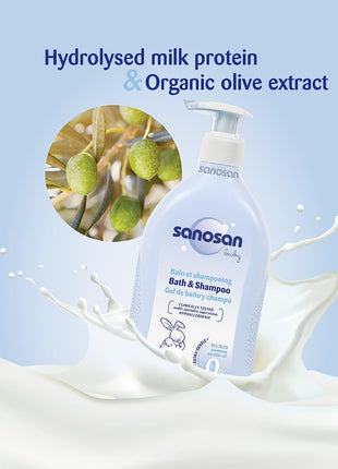 Sanosan baby bath & shampoo 500 ml | glowderma