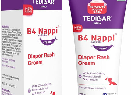 Curatio B4 Nappi cream for babies | Diaper Rash Prevention Cream | Nappi cream for your newborns | Rash treatment cream for baby | Clinically Recommended | 75g