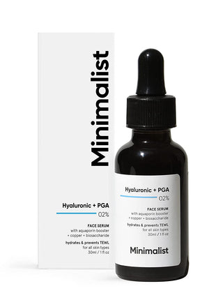 Minimalist 2% Hyaluronic Acid + PGA Serum for Intense Hydration, Glowing Skin & Fines Lines | Daily Hydrating Face Serum For Women & Men with Dry, Normal & Oily Skin | 30 ml