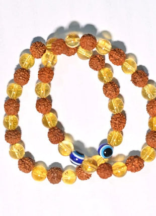 Rudraksha Citrine Crystal Bracelet (Pack of 2)